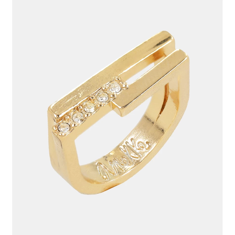 Anekke Ring with golden rhinestones