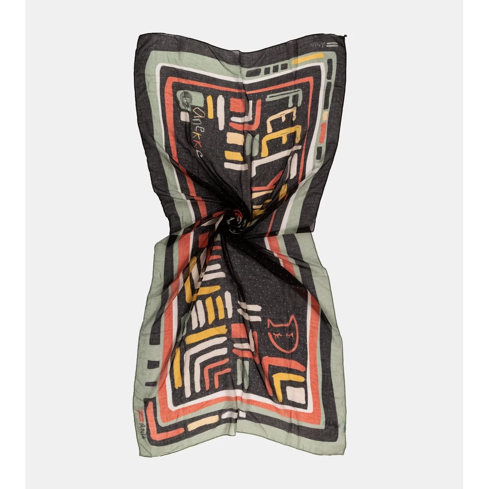 Anekke Kene Melna Apdrukāta šalle