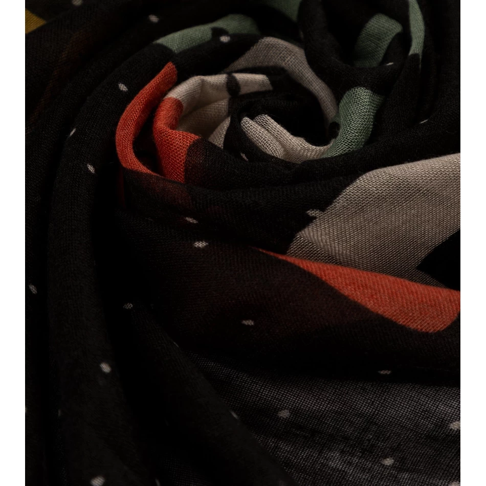 Anekke Kene Melna Apdrukāta šalle