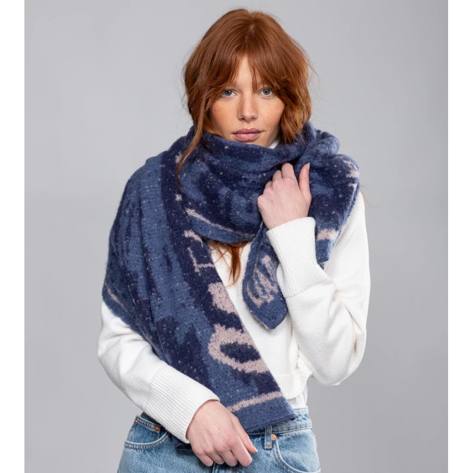 Anekke Tumši Zila Mūsdienīga šalle.