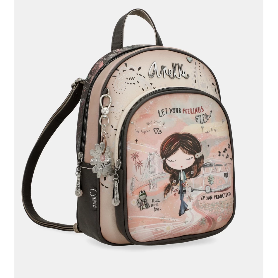 Anekke Peace & Love pink medium backpack