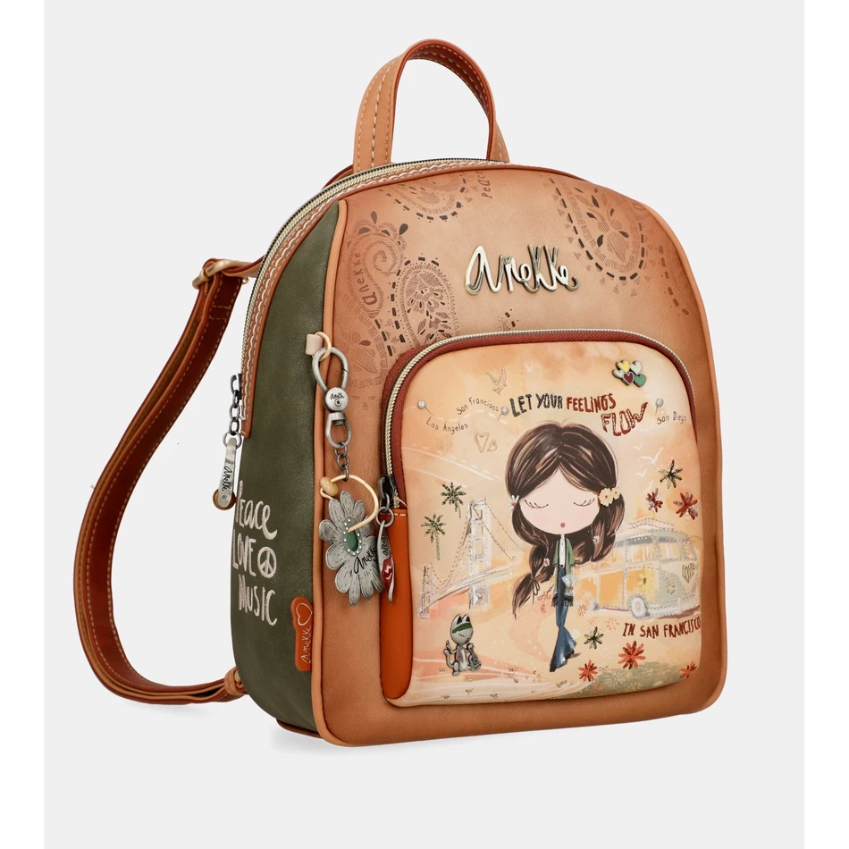 Anekke Peace & Love camel medium backpack