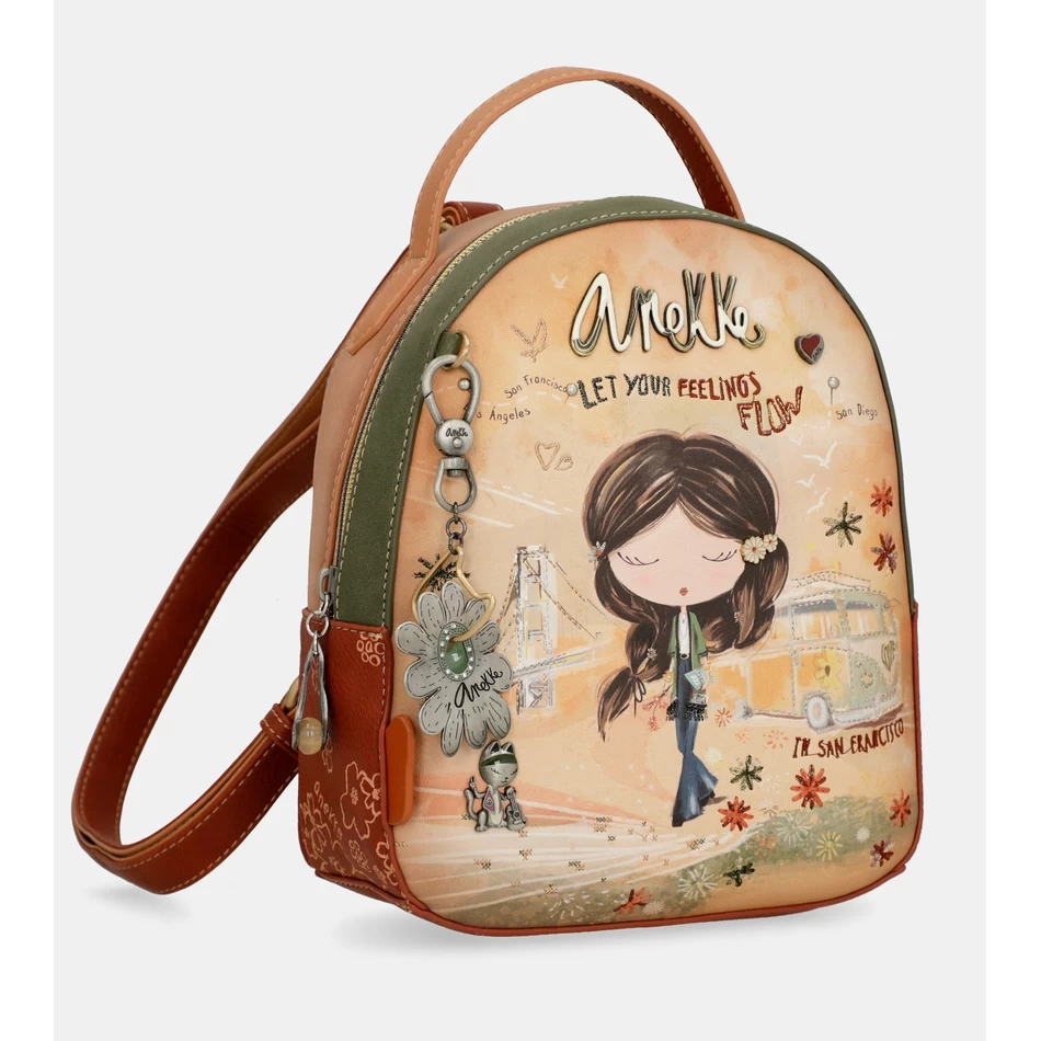 Anekke Peace & Love camel small backpack