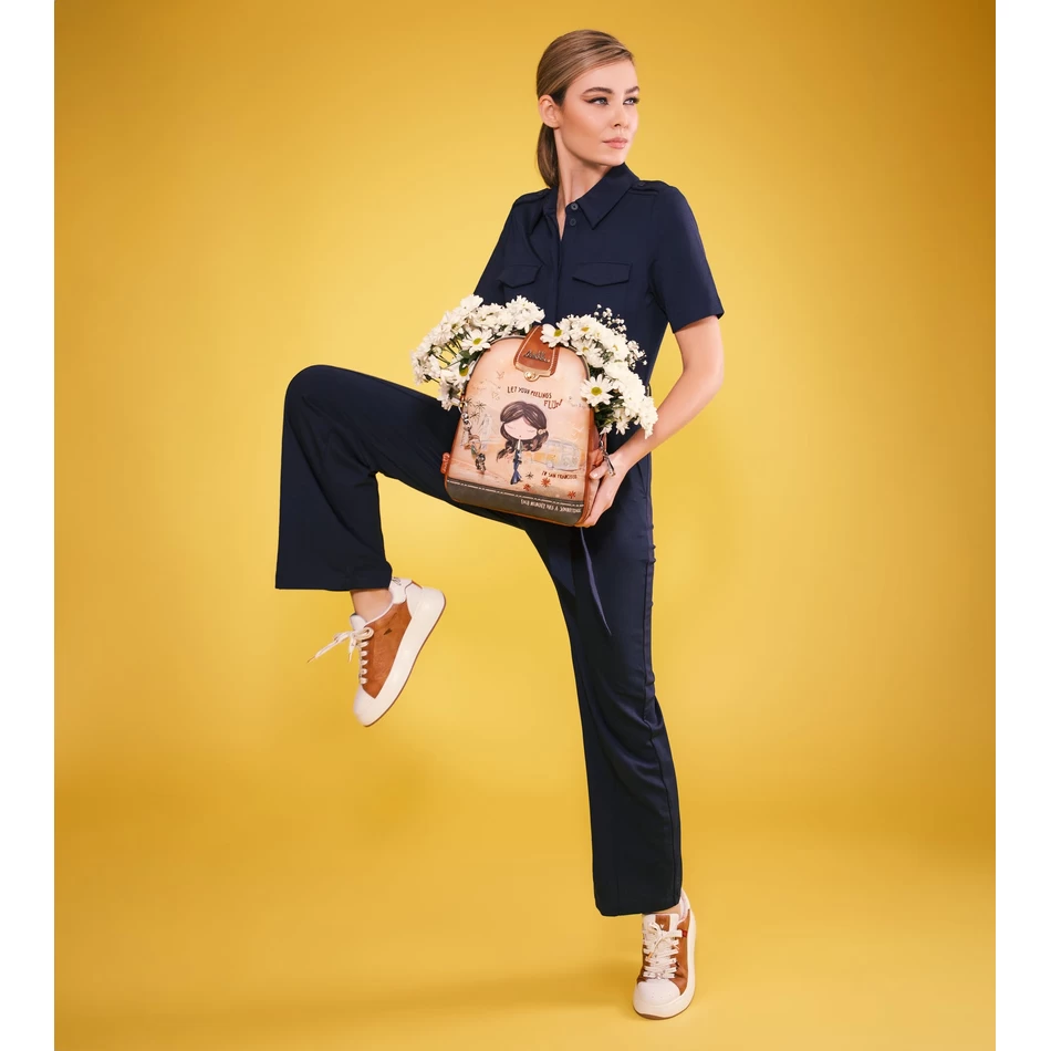 Anekke Peace & Love camel triple compartment backpack