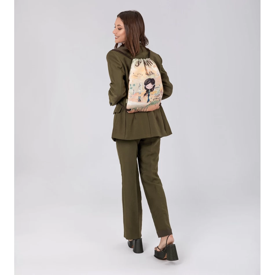 Anekke Peace & Love fabric drawstring backpack