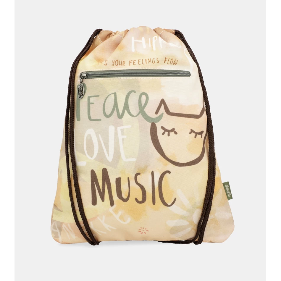Anekke Peace & Love fabric drawstring backpack
