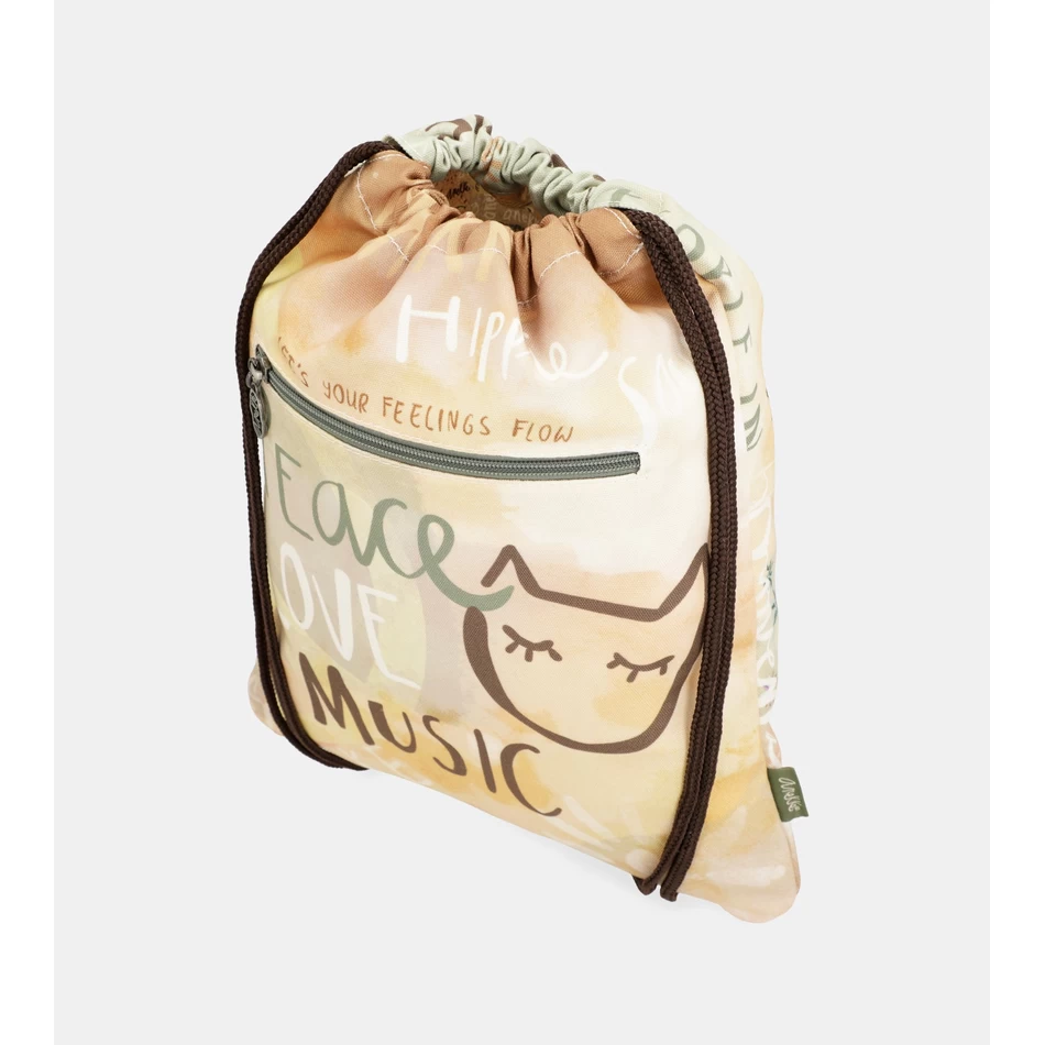 Anekke Peace & Love fabric drawstring backpack