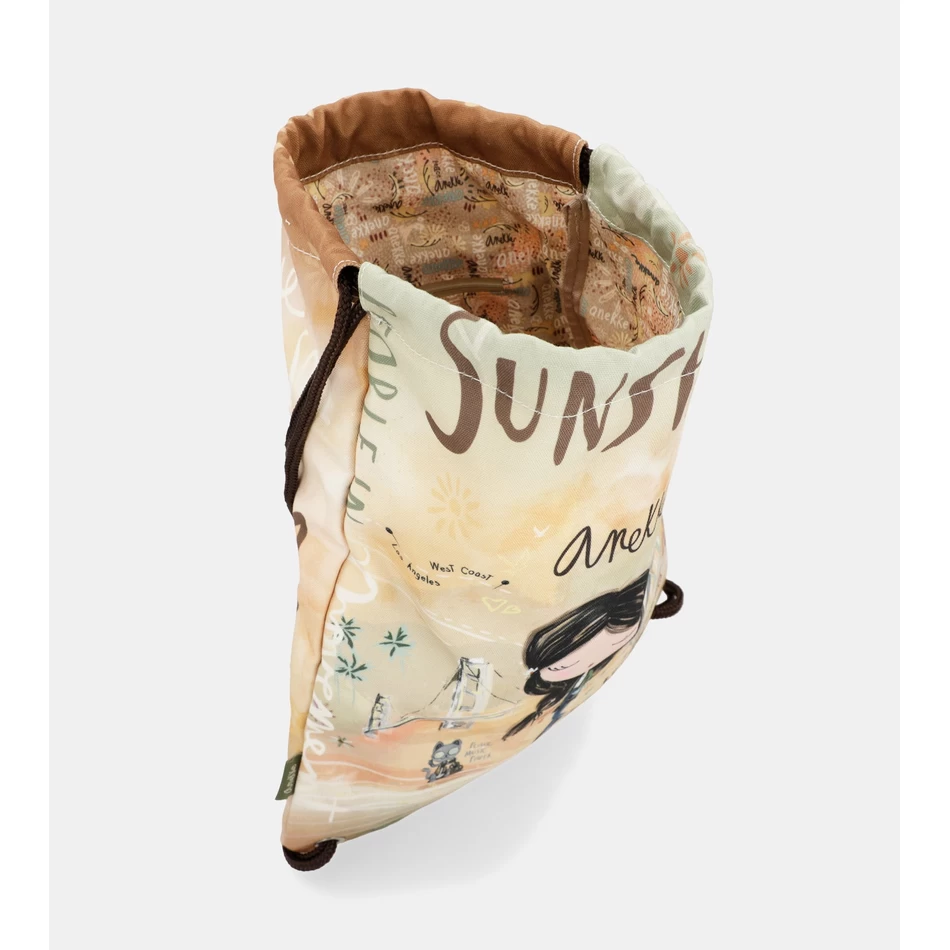 Anekke Peace & Love fabric drawstring backpack