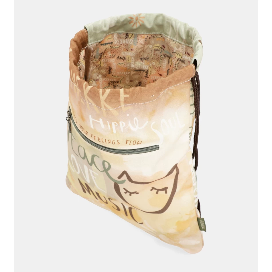 Anekke Peace & Love fabric drawstring backpack