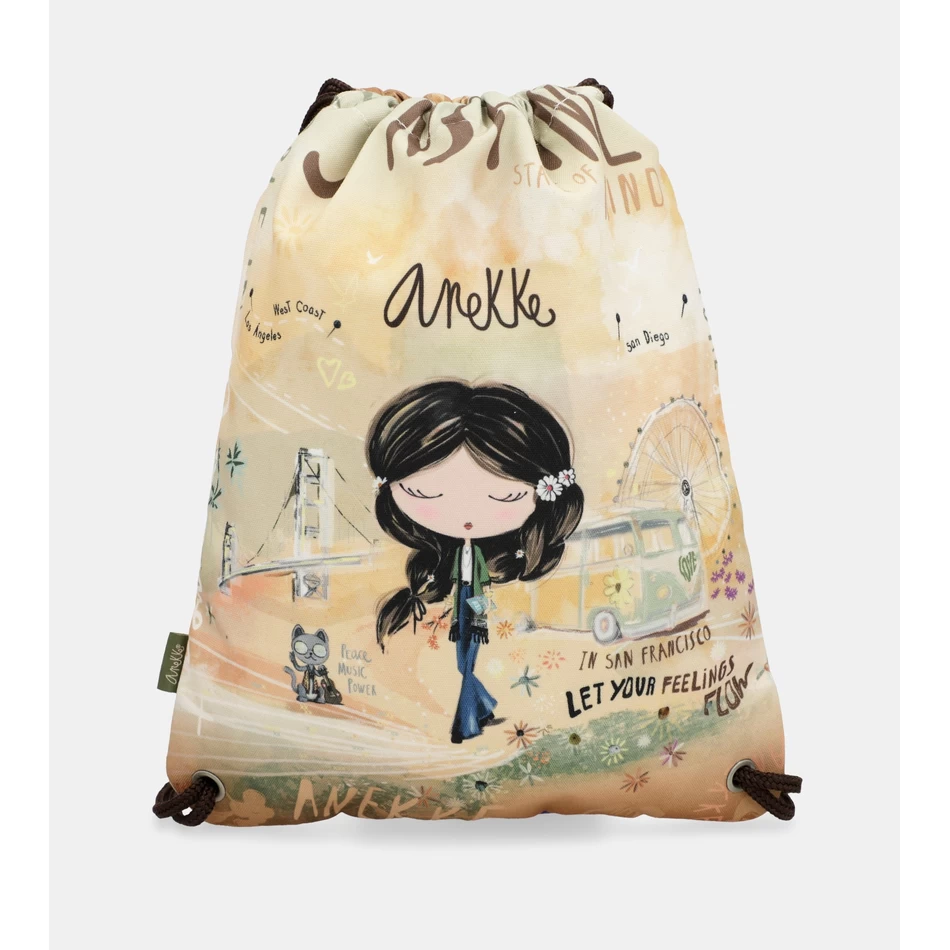 Anekke Peace & Love fabric drawstring backpack