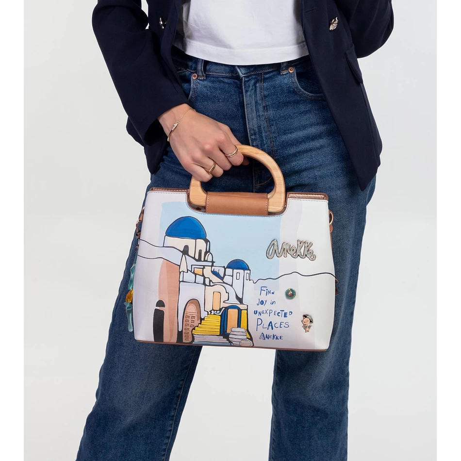 Tříkomorová Kabelka Anekke Sunrise S Dřevěnou Rukojetí