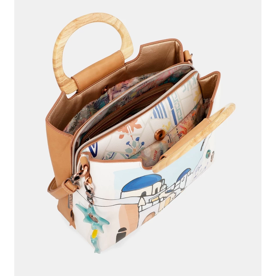 Tříkomorová Kabelka Anekke Sunrise S Dřevěnou Rukojetí