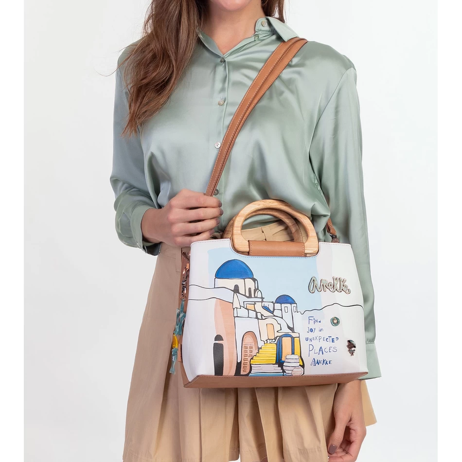 Tříkomorová Kabelka Anekke Sunrise S Dřevěnou Rukojetí