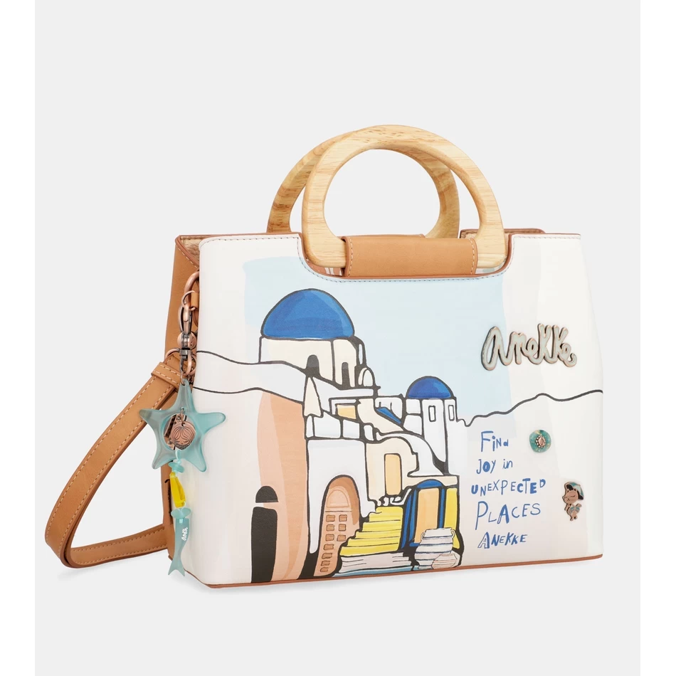 Anekke Sunrise Handväska Med Trippelfack Med Trähandtag