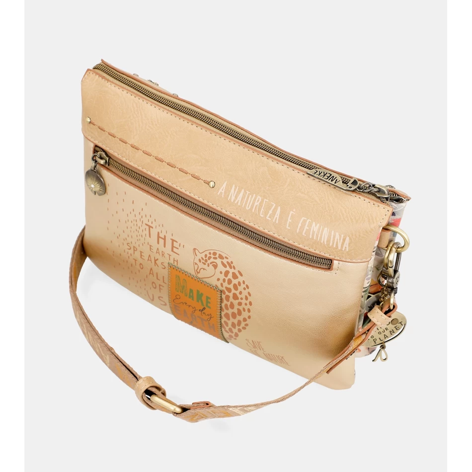 Anekke Nature Pachamama Kultainen Crossbody Laukku Kahdella Lokerolla