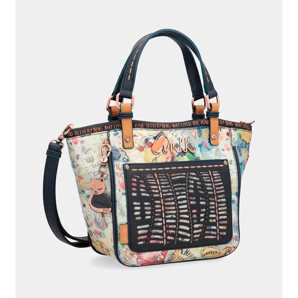 Anekke Nature Pachamama Marinblå Tygväska Med Tryck