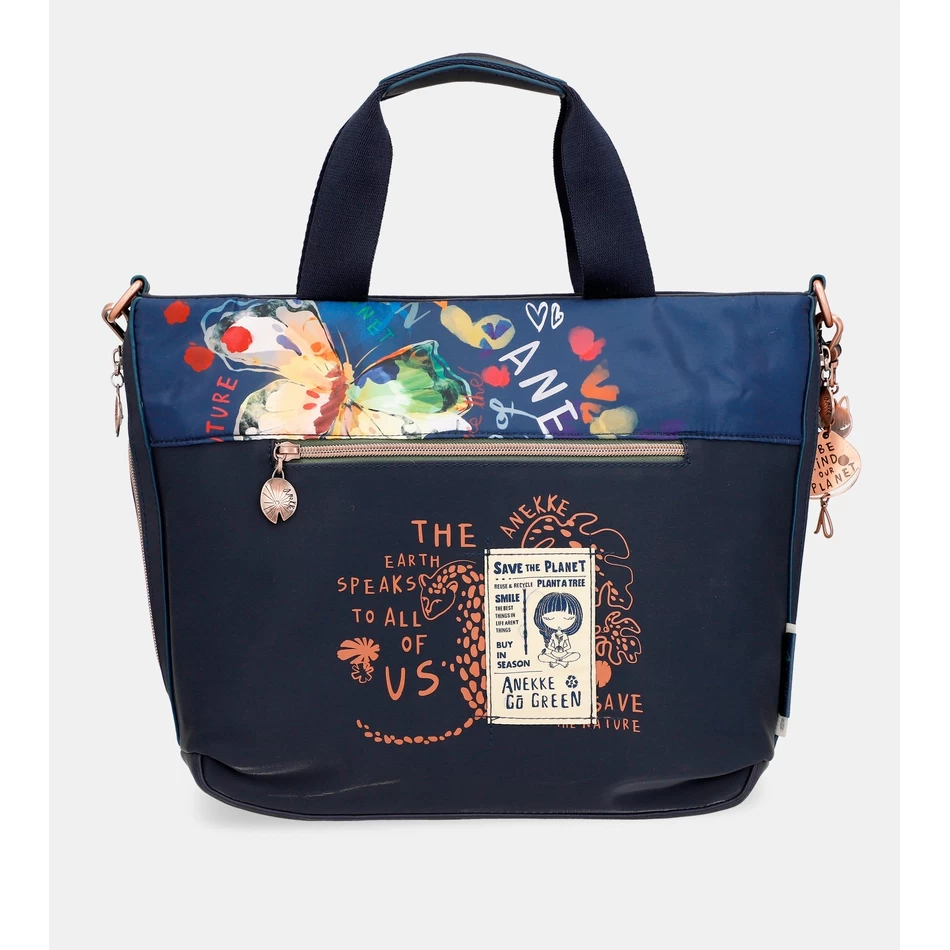 Geantă Tote Anekke Nature Pachamama Bleumarin Cu Curea De Umăr