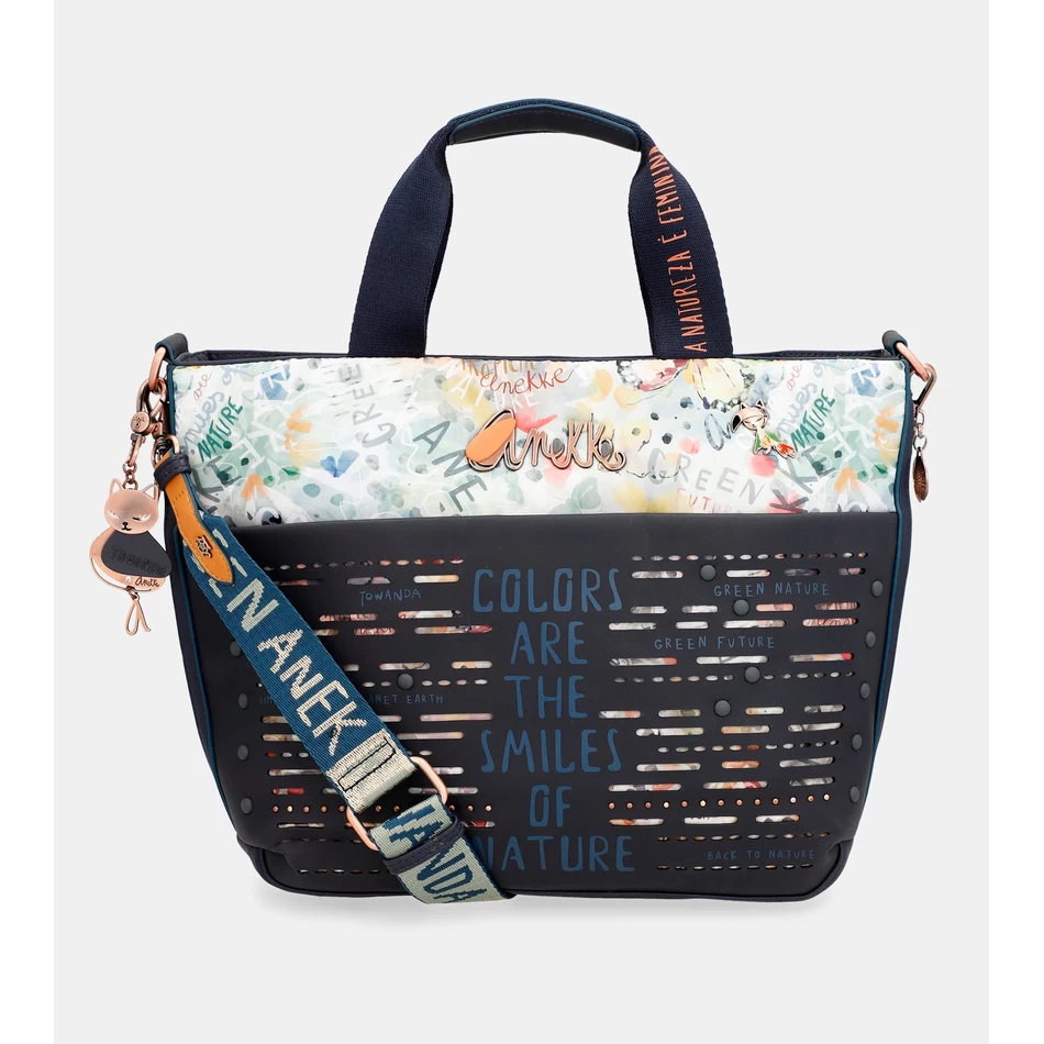 Geantă Tote Anekke Nature Pachamama Bleumarin Cu Curea De Umăr