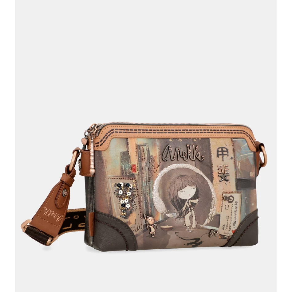 Anekke Shōen Keskikokoinen Olkalaukku, Jossa 3 Lokeroa