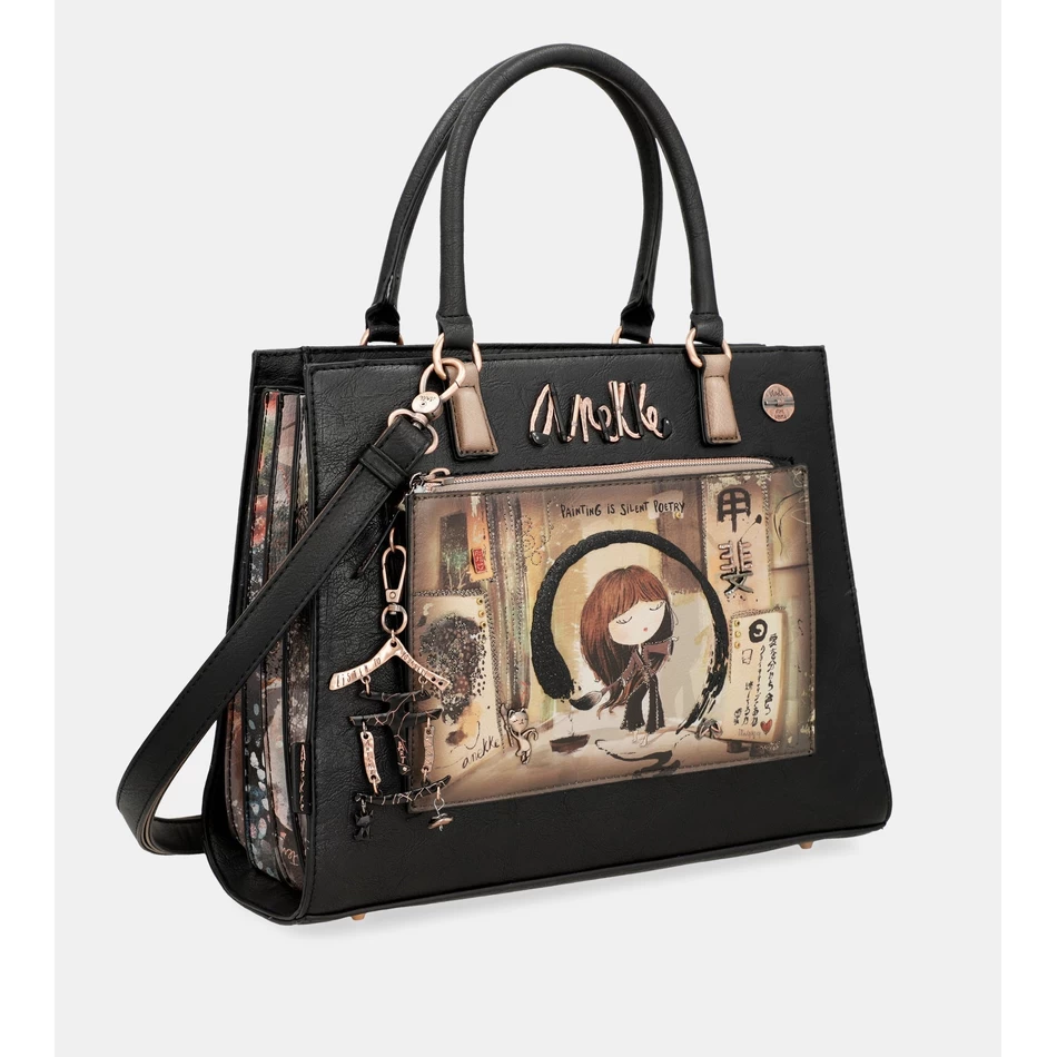 Черная сумка-тоут Anekke Shōen с ремнем через плечо