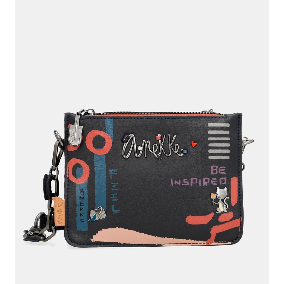 Anekke Nagare 3-osastoinen Pieni Olkalaukku