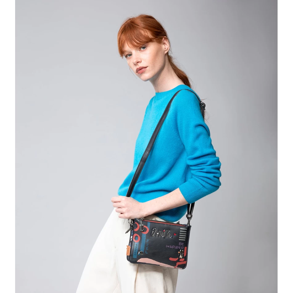 Anekke Nagare 3-osastoinen Pieni Olkalaukku