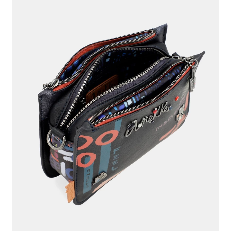 Anekke Nagare 3-osastoinen Pieni Olkalaukku