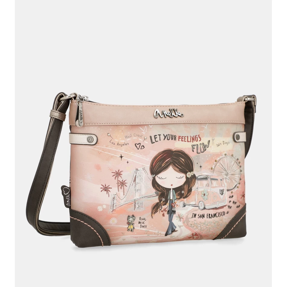 Anekke Peace & Love Roosa Keskmine Crossbody Kott
