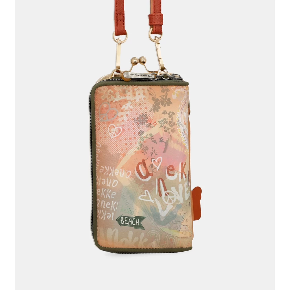 Anekke Peace & Love Borsa Portafoglio RFID 3 In 1 Color Cammello