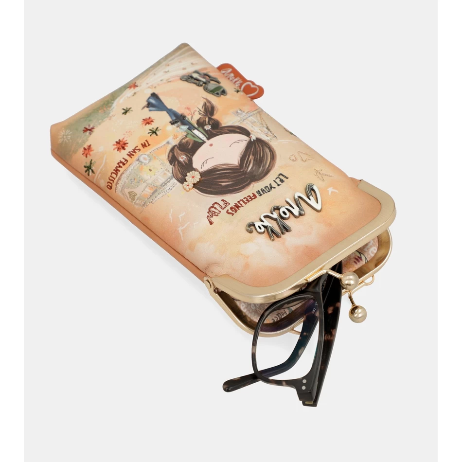 Anekke Peace & Love Borsa Portafoglio RFID 3 In 1 Color Cammello