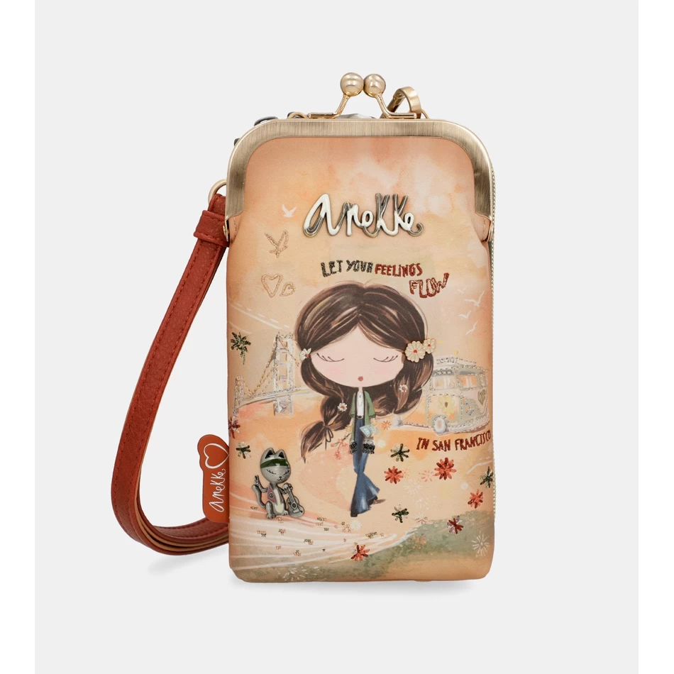 Anekke Peace & Love Borsa Portafoglio RFID 3 In 1 Color Cammello