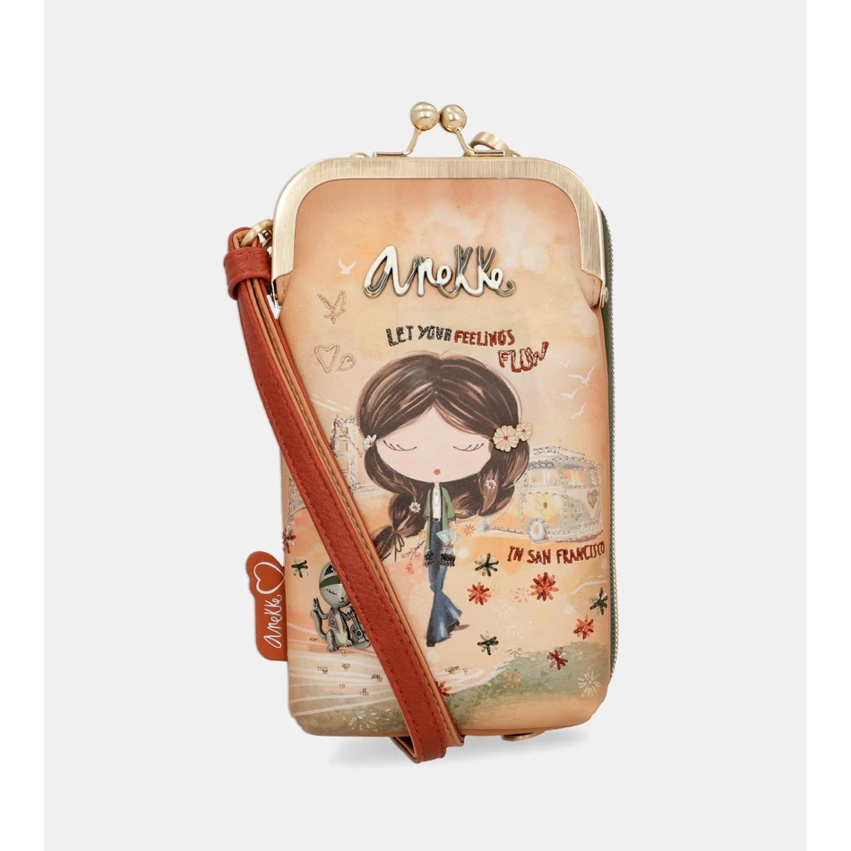 Anekke Peace & Love Borsa Portafoglio RFID 3 In 1 Color Cammello