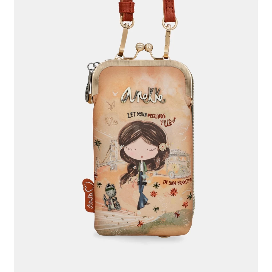 Anekke Peace & Love Borsa Portafoglio RFID 3 In 1 Color Cammello