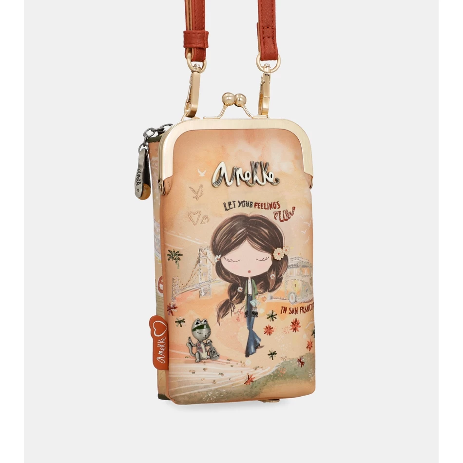 Anekke Peace & Love Borsa Portafoglio RFID 3 In 1 Color Cammello