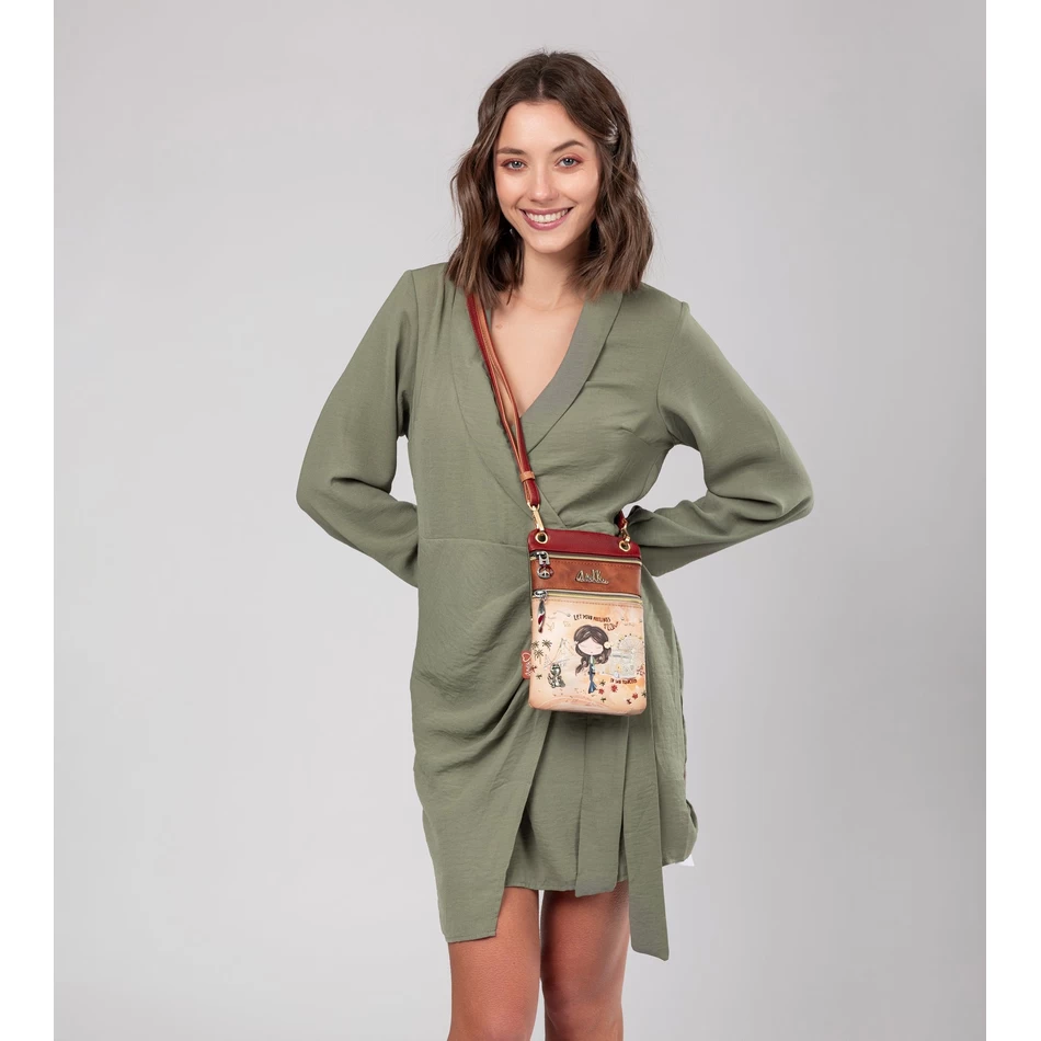 Anekke Peace & Love camel mini crossbody bag