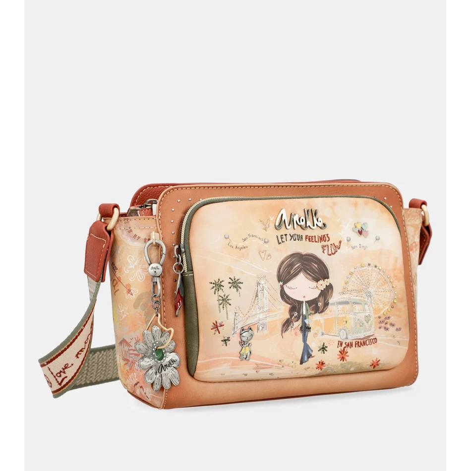 Anekke Peace & Love Kameli Suorakulmainen Crossbody Laukku