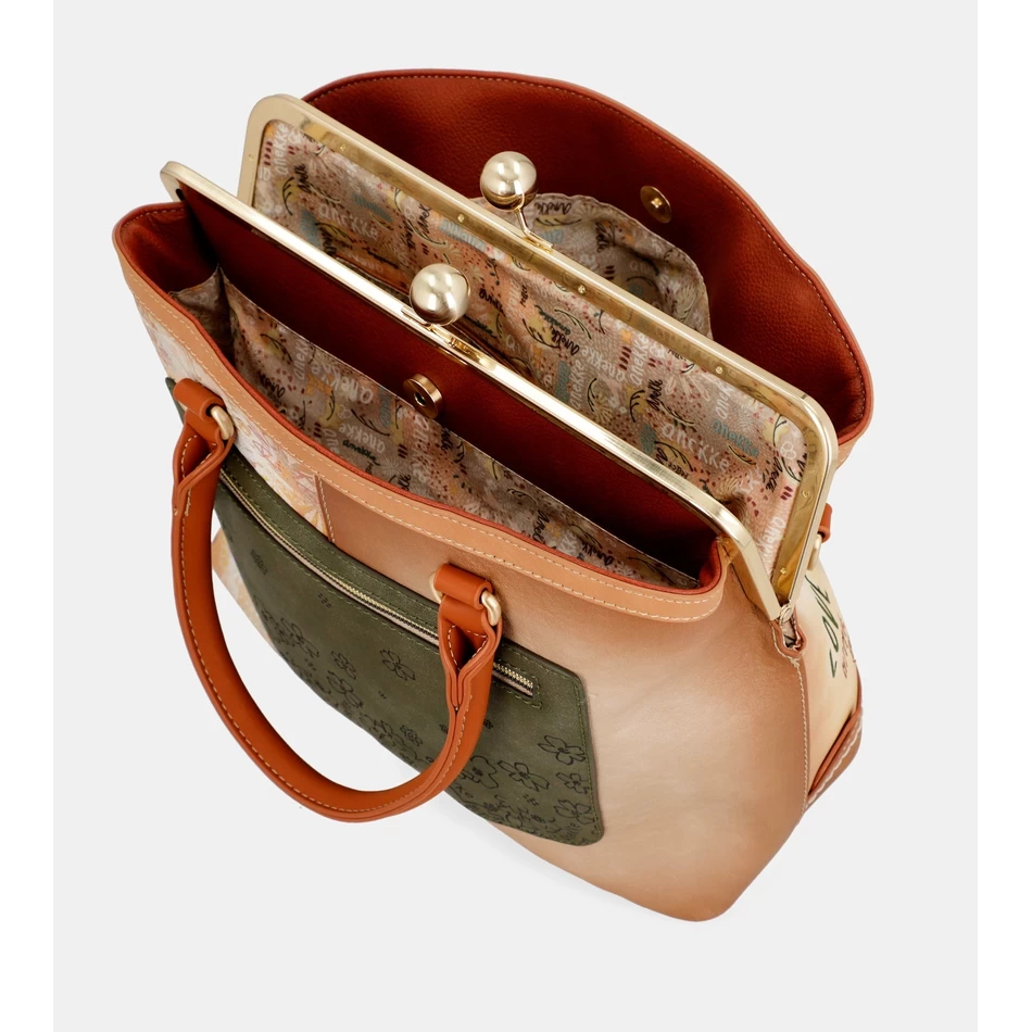 Anekke Peace & Love camel kiss clasp bag