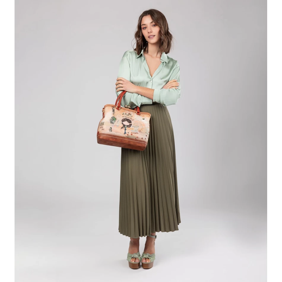 Anekke Peace & Love camel kiss clasp bag