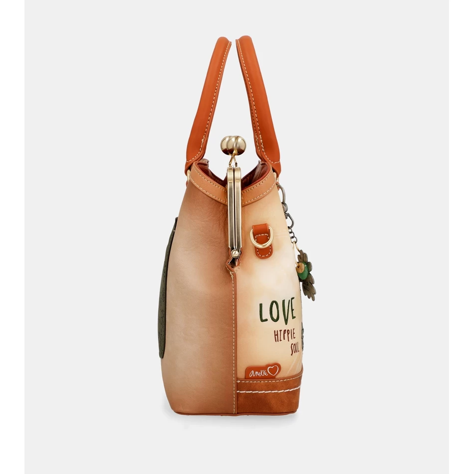 Anekke Peace & Love camel kiss clasp bag