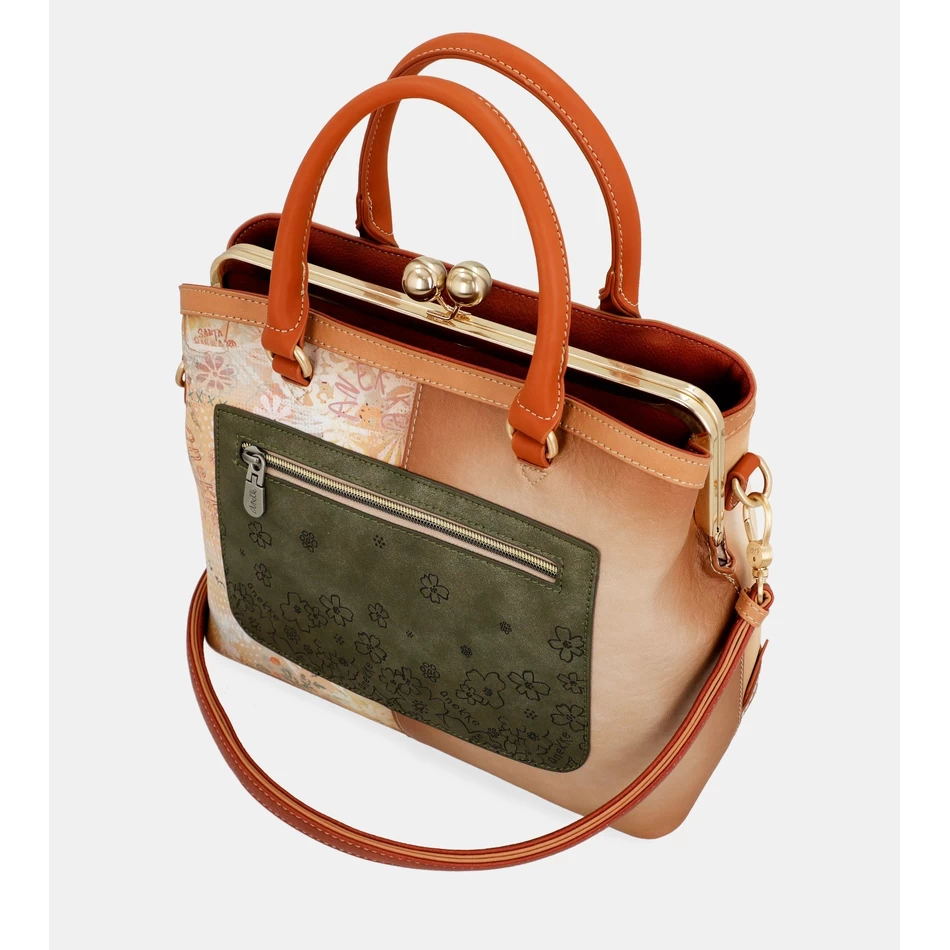 Anekke Peace & Love camel kiss clasp bag