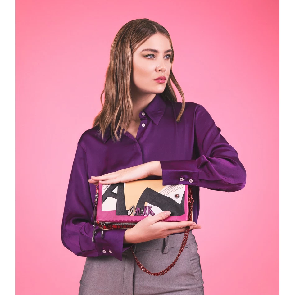 Anekke Muoti Crossbody Laukku Metallikahvalla