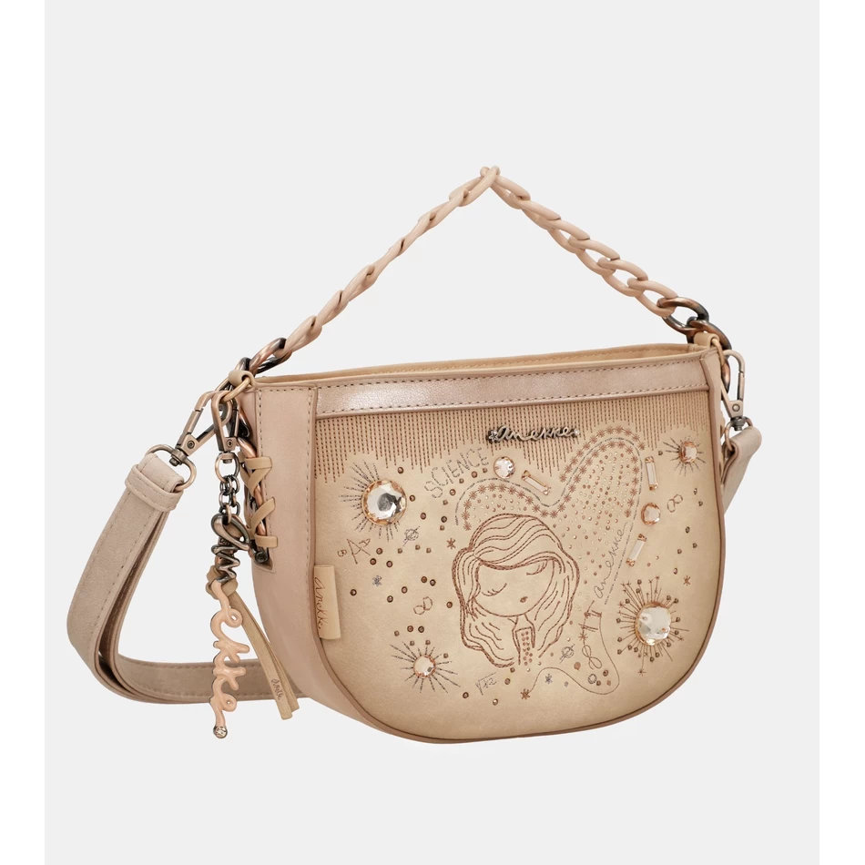 Овальная сумка через плечо Anekke Studio телесного цвета