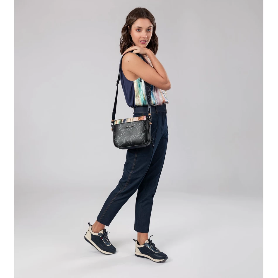 Anekke Studio Laivastonsininen 3-osastoinen Crossbody-laukku