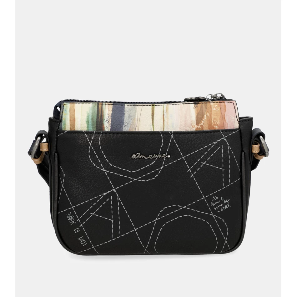 Anekke Studio Laivastonsininen 3-osastoinen Crossbody-laukku
