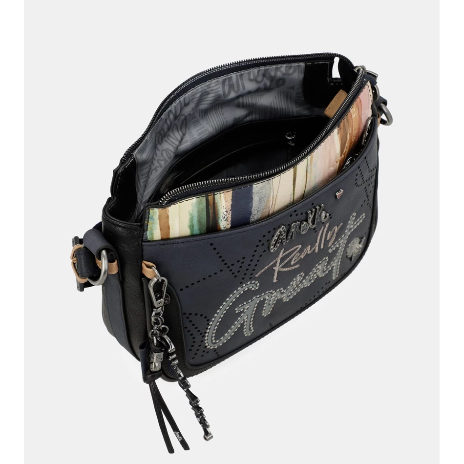 Anekke Studio Laivastonsininen 3-osastoinen Crossbody-laukku