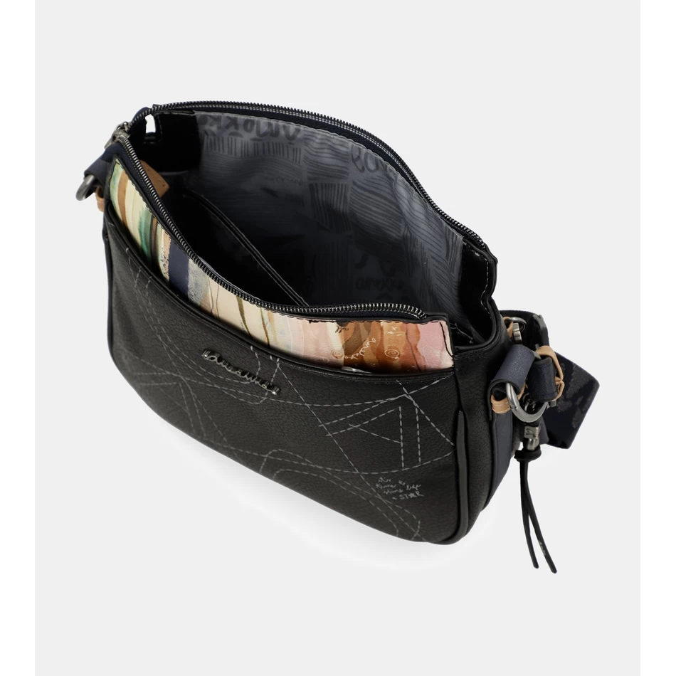 Anekke Studio Laivastonsininen 3-osastoinen Crossbody-laukku