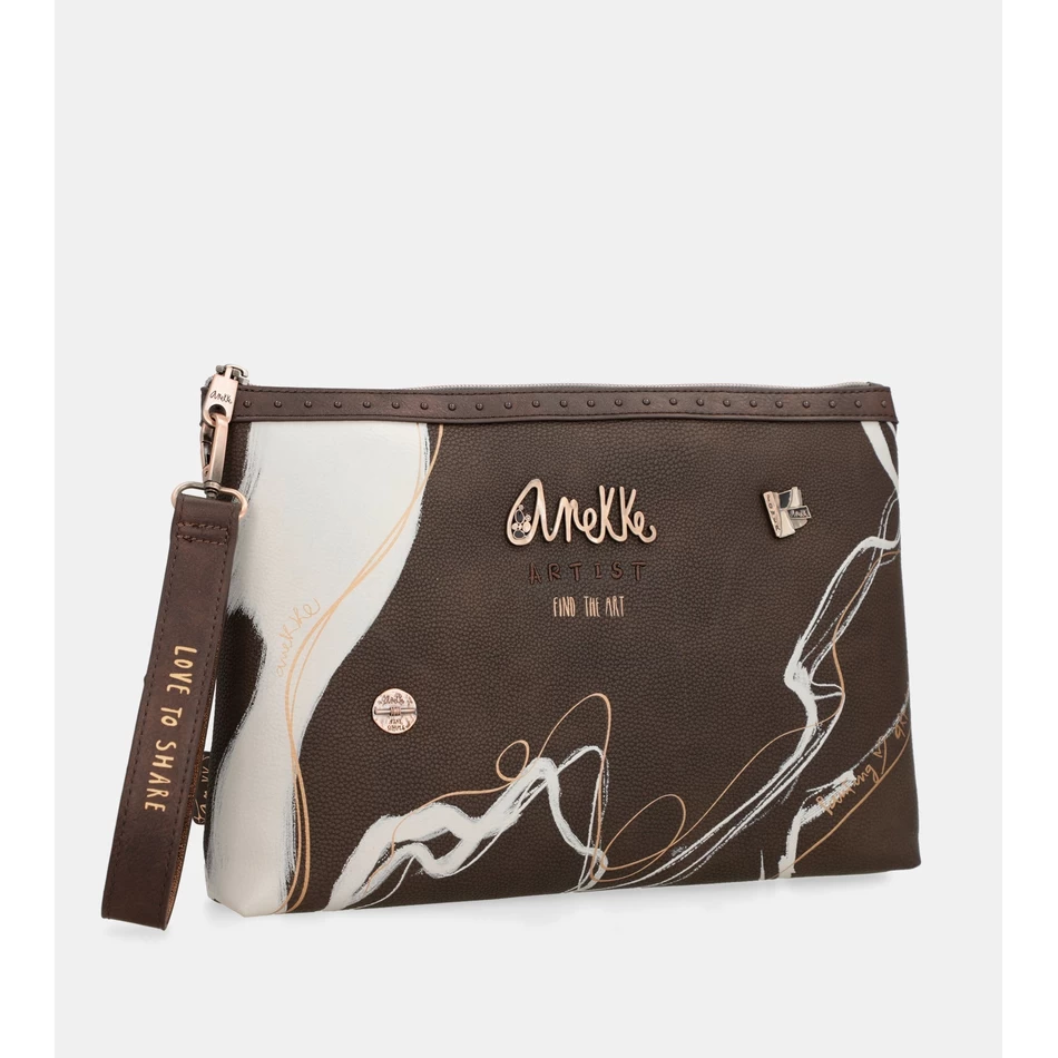 Anekke Nature Shodō brown clutch bag