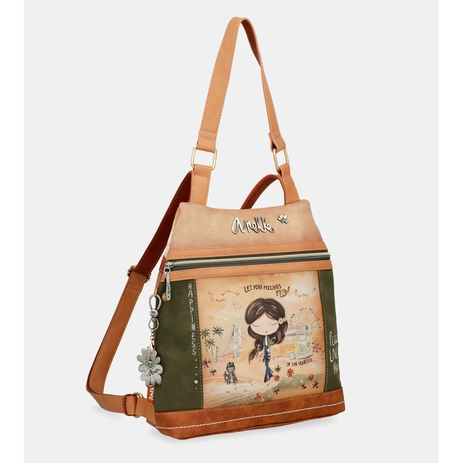 Anekke Anekke Peace & Love camel anti-theft backpack