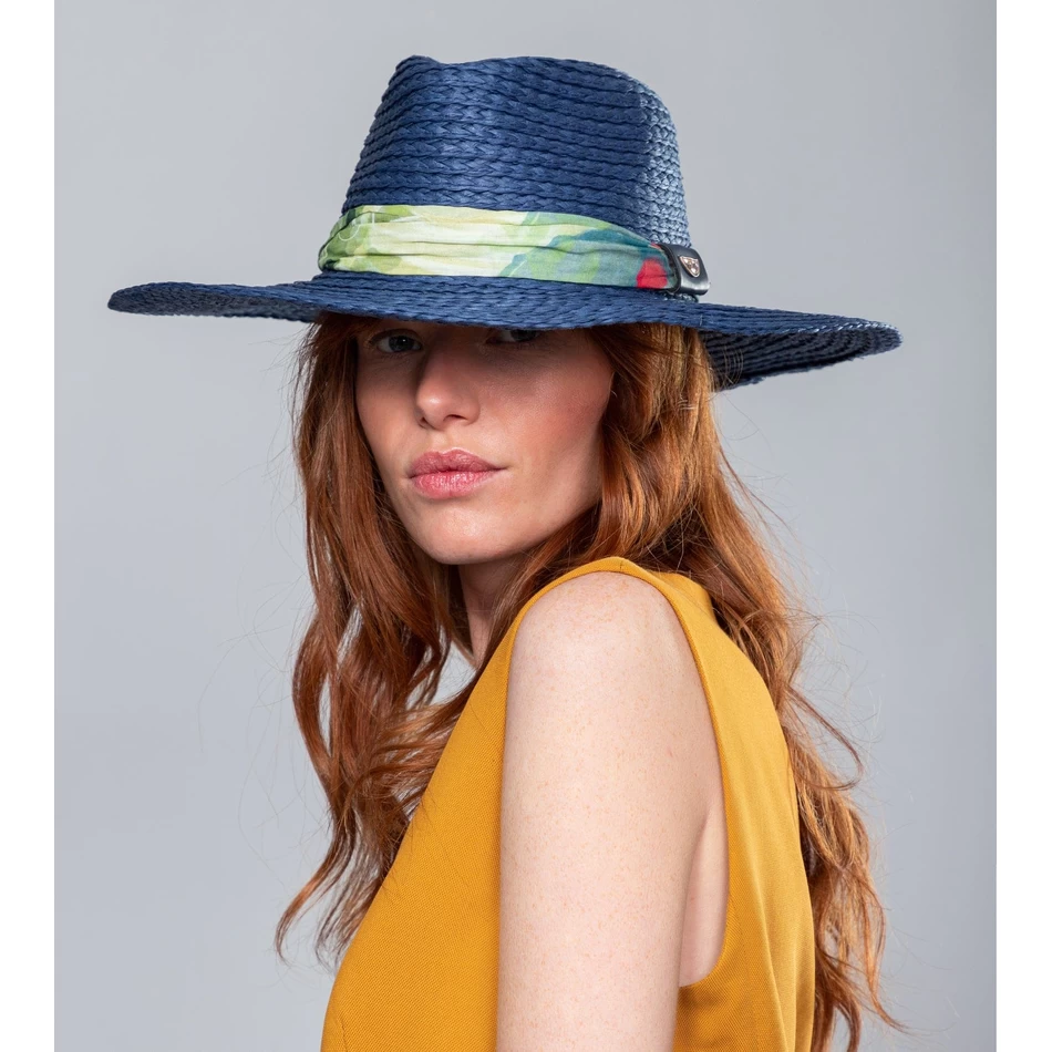 Anekke Lacivert Rafya şapka