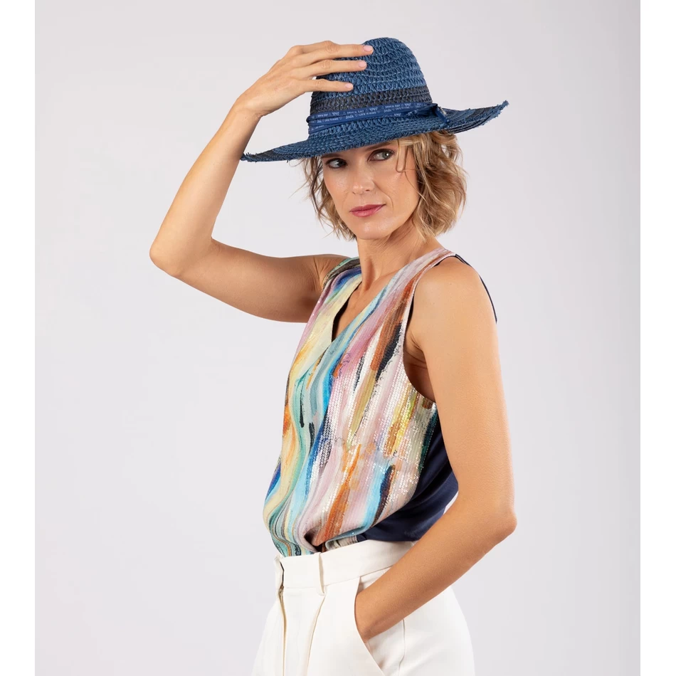 Anekke Tweekleurige Raffia Hoed